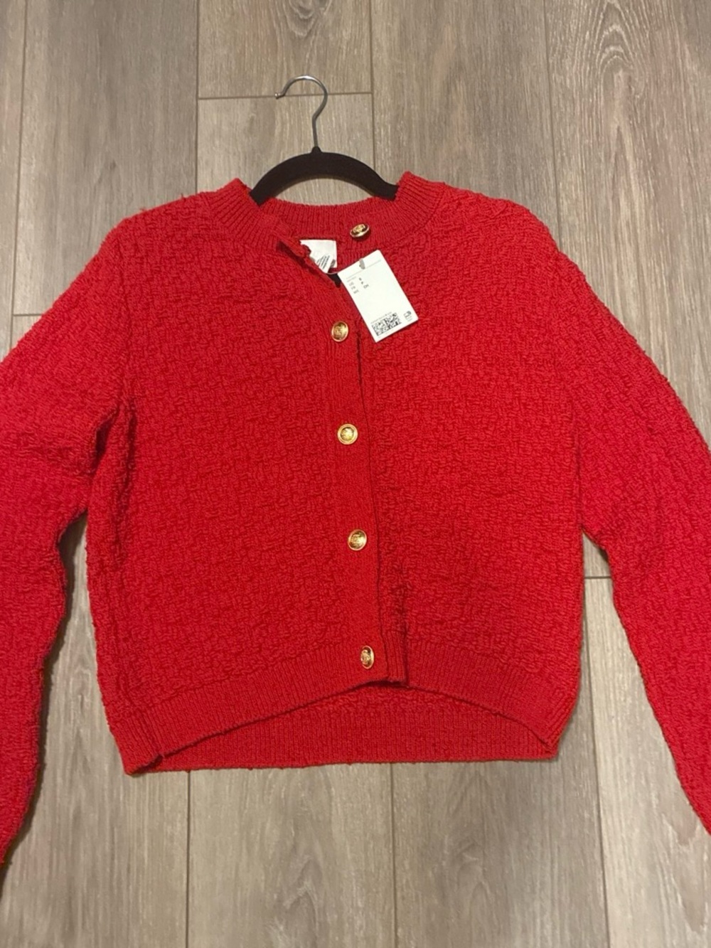 H&M Red  Knit Button Cardigan with Gold Buttons